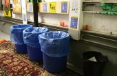 Recycling bins in the trash room