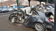 Wrecked Camry in the Bronx on Broadway
